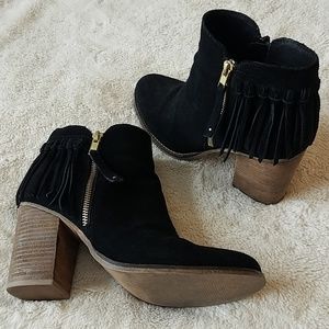 Aldo Black Suede Fringe Booties